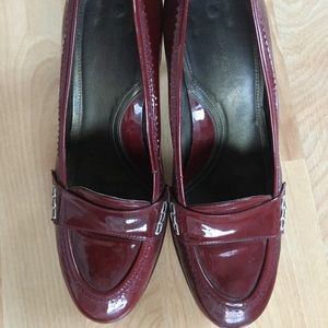Patent leather platform heels